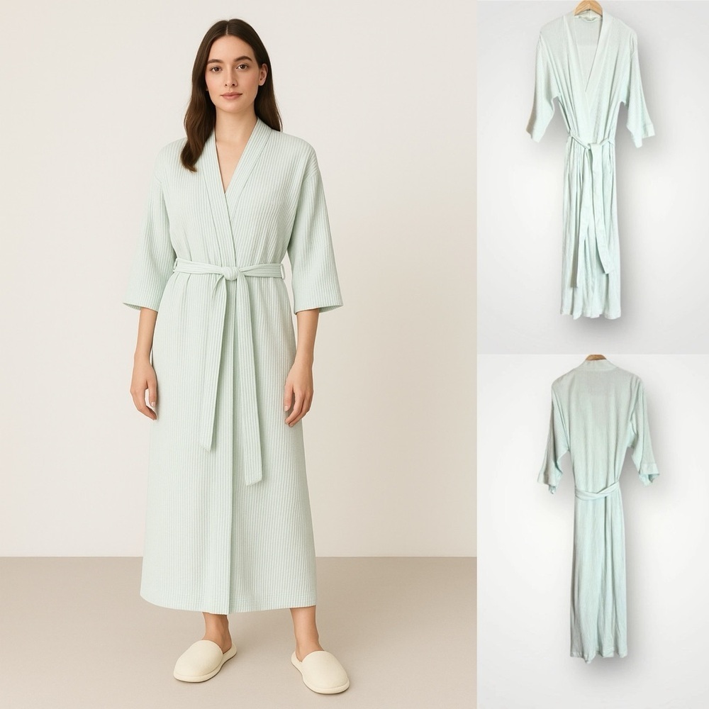 Victoria’s Secret Full Length Robe Size Medium Cotton Blend Blue Vintage 90’s